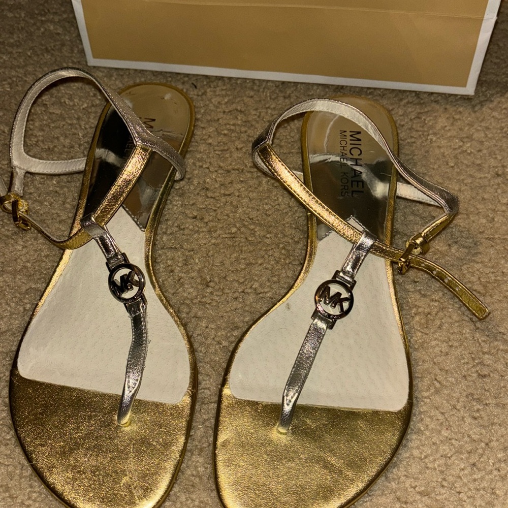 Michael kors gold and silver heel sandals 6.5 with bag